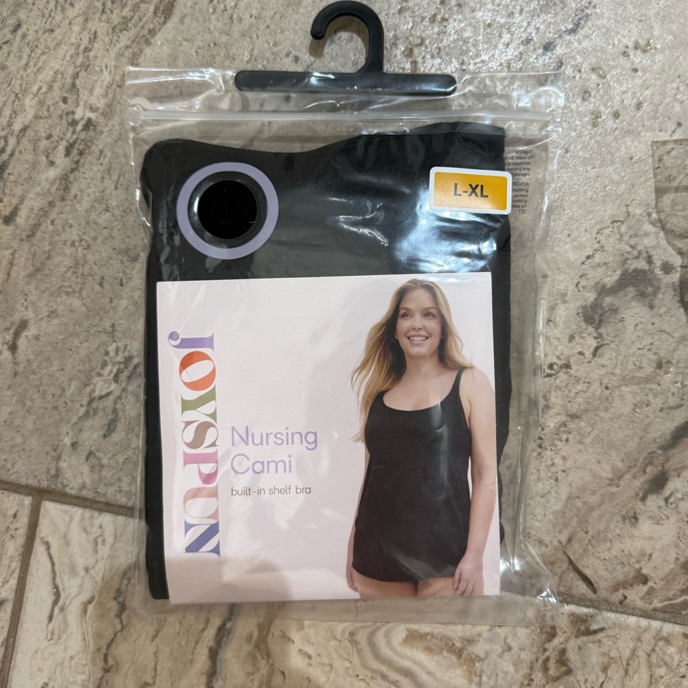 NWT Size Large/XL Black Nursing Cami with Built-in Shelf Bra